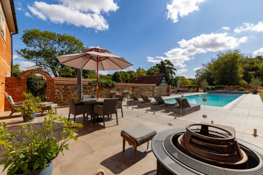 The heated outdoor pool and sun terrace