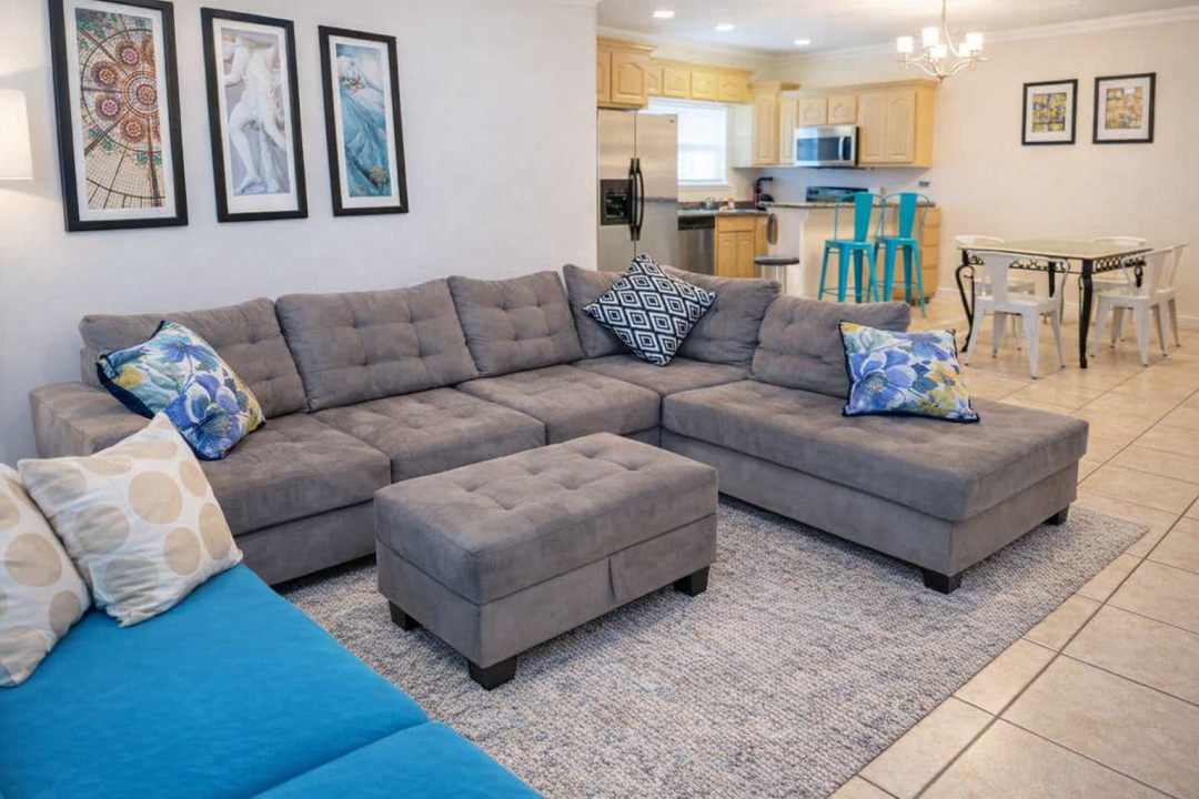 Spacious Coastal Retreat | Modern Kitchen + Plush Sectional + Bright Decor | Walk to Dining & Beach