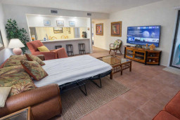 Spacious Coastal Retreat w/ Sofa Bed, Streaming TV, Full Kitchen & Patio Access – Steps to Beach!