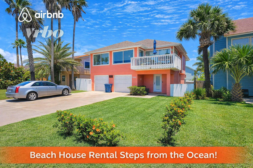 Bright Coastal Retreat | 2BR Beach House w/ Balcony, Palm Views, Steps to Shore & Dining