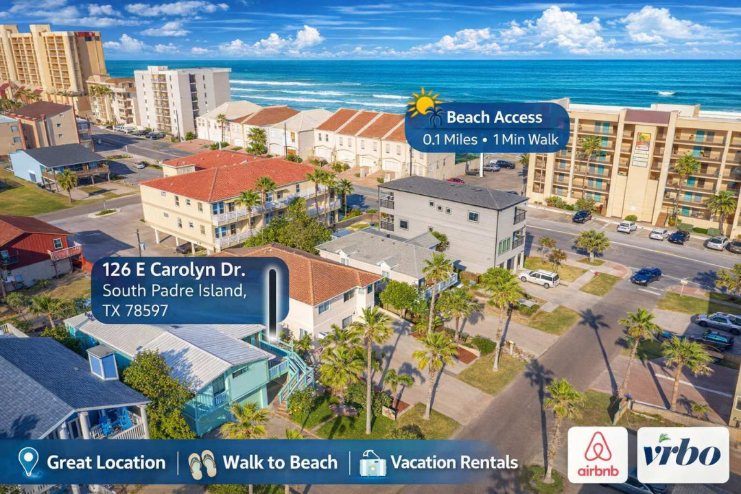 Bright Beachside Retreat • 1 Min Walk to Sand • Spacious 2BR Home Near Dining & Shops • Prime South Padre Location • Ideal for Families & Couples • Fast Wi-Fi • Parking Included