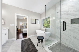 1 of many uxury bathrooms with oversized soaking tub and standalone shower
