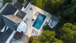 Pool deck + Hot Tub Ariel Shot