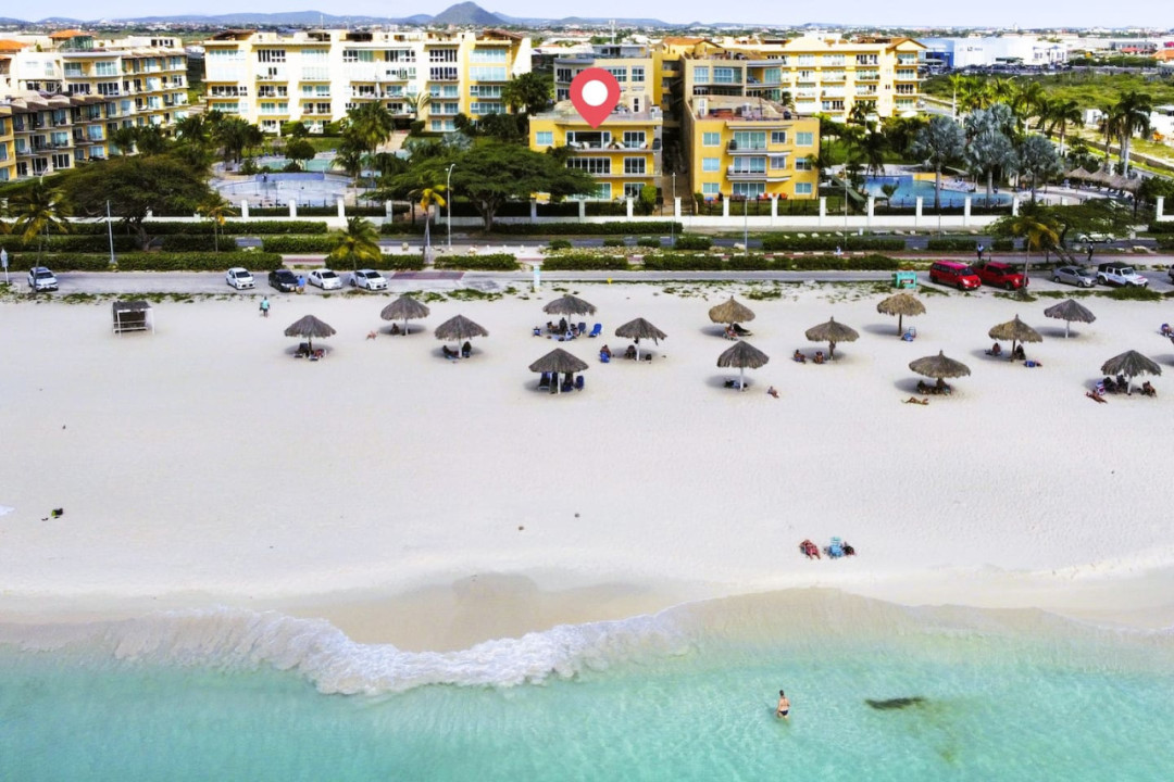 The condo is right at the front directly on Eagle Beach - voted #1 in the World’s Best Beaches rankings