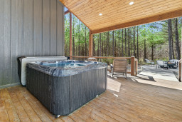 The private hot tub is large enough for 6 people to enjoy comfortably.
