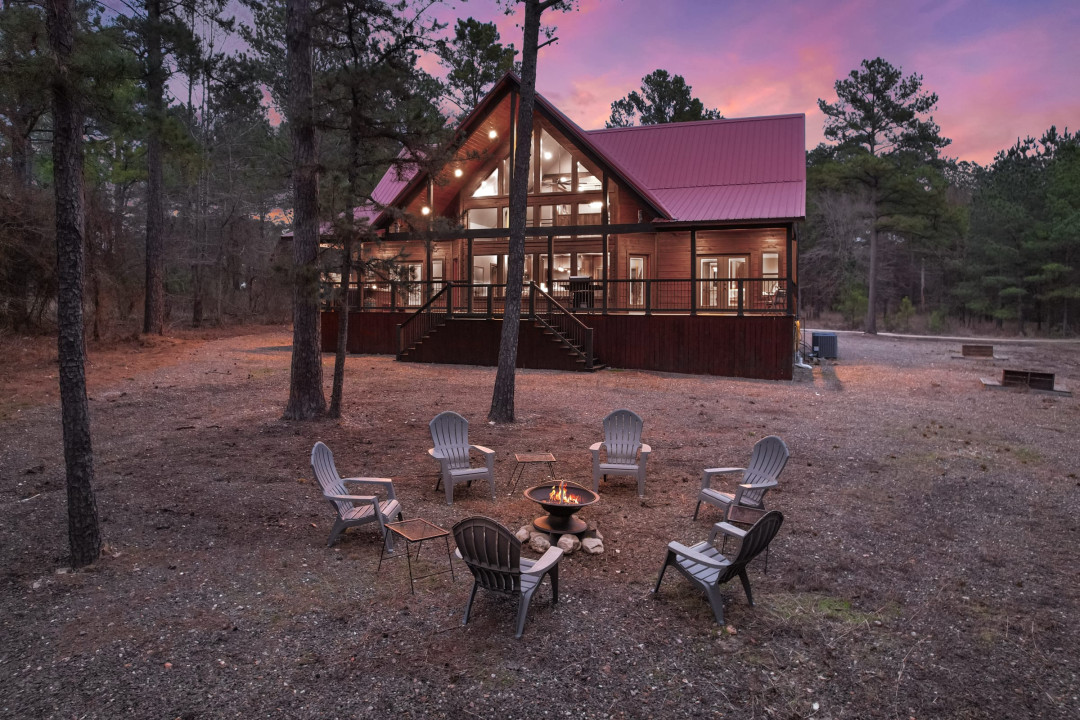 Gather around the fire pit with seating for 6.
