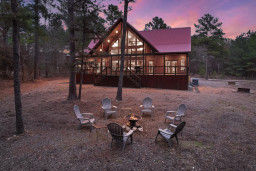 Gather around the fire pit with seating for 6.