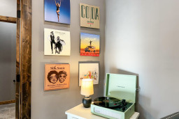 Play some tunes on the Crosley record player to add some magic to your stay.