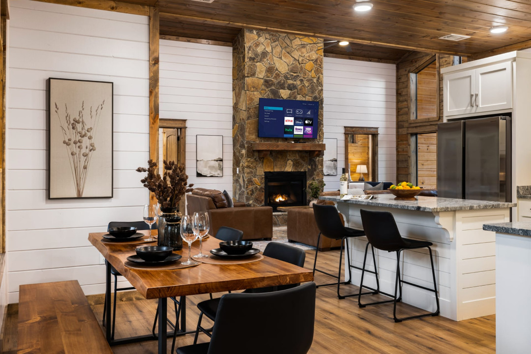 Our simple but chic dining area can comfortably seat 6 people, with extra sitting space in the kitchen counter nearby.