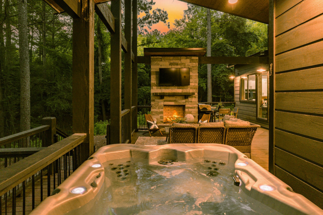 Enjoy the outdoor spa under the stars from your private gazebo